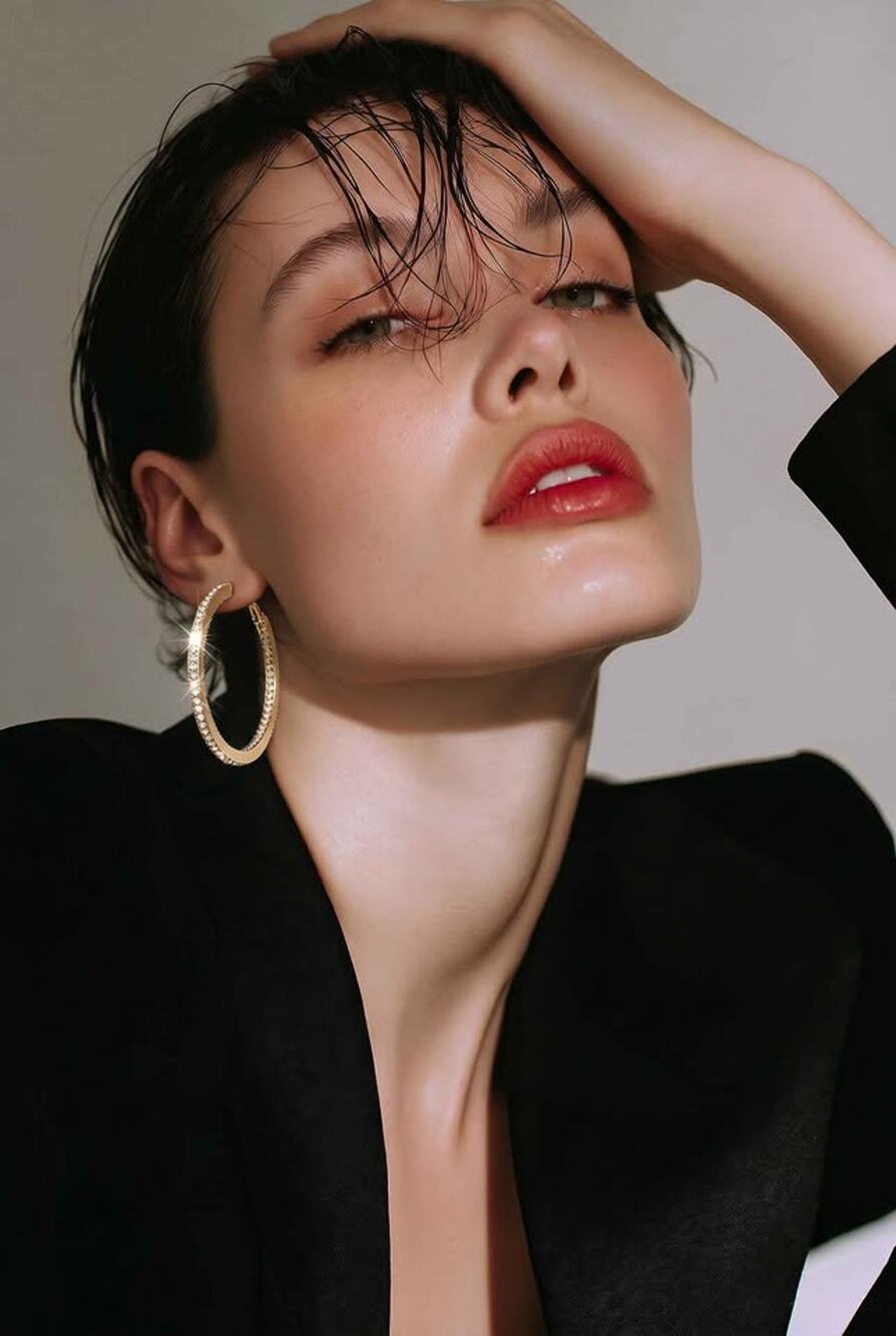 Gold-Toned Crystal Hoop Earrings